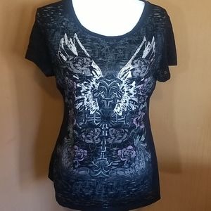 Detailed Print Short Sleeve Top